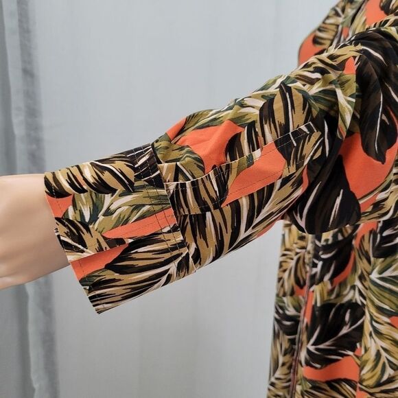 Norma Kamali Vibrant Tropical Leaf Print Tunic Blouse Women's Large 40 - Picture 8 of 13